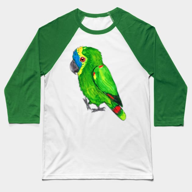 Turquoise-fronted amazon watercolor painting Baseball T-Shirt by Bwiselizzy